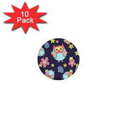 Owl Stars Pattern Background 1  Mini Buttons (10 Pack)  by Vaneshart