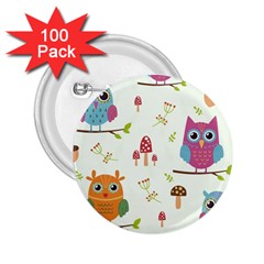 Forest Seamless Pattern With Cute Owls 2 25  Buttons (100 Pack)  by Vaneshart