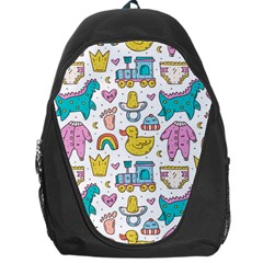 Baby Care Stuff Clothes Toys Cartoon Seamless Pattern Backpack Bag by Vaneshart