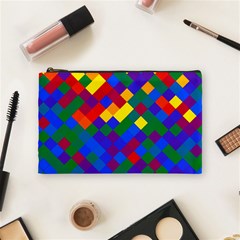 Gay Pride Diagonal Pixels Design Cosmetic Bag (medium) by VernenInk