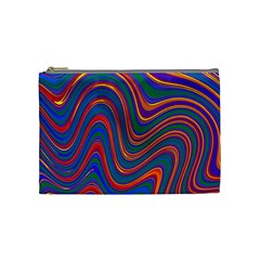 Gay Pride Rainbow Wavy Thin Layered Stripes Cosmetic Bag (medium) by VernenInk