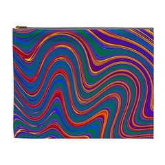 Gay Pride Rainbow Wavy Thin Layered Stripes Cosmetic Bag (xl) by VernenInk