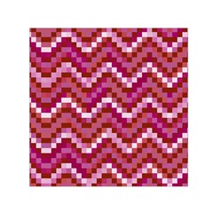 Lesbian Pride Pixellated Zigzag Stripes Small Satin Scarf (square) by VernenInk