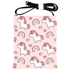 Cute-unicorn-rainbow-seamless-pattern-background Shoulder Sling Bag by Vaneshart