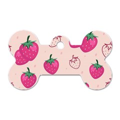 Seamless-strawberry-fruit-pattern-background Dog Tag Bone (one Side) by Vaneshart