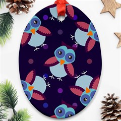 Owl-pattern-background Oval Ornament (two Sides) by Vaneshart