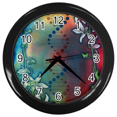 Flower Dna Wall Clock (black) by RobLilly