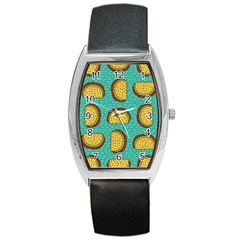 Taco Drawing Background Mexican Fast Food Pattern Barrel Style Metal Watch by BangZart