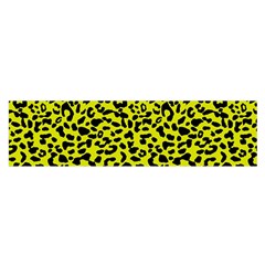 Leopard Spots Pattern, Yellow And Black Animal Fur Print, Wild Cat Theme Satin Scarf (oblong) by Casemiro