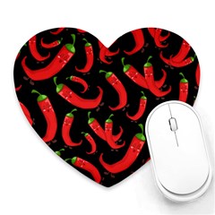 Seamless Vector Pattern Hot Red Chili Papper Black Background Heart Mousepads by BangZart