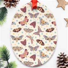 Pattern With Butterflies Moths Oval Ornament (two Sides) by BangZart