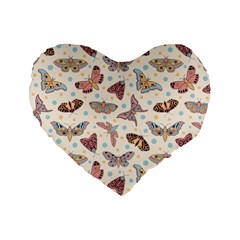 Pattern With Butterflies Moths Standard 16  Premium Heart Shape Cushions by BangZart