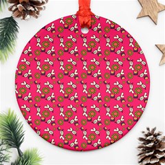 Clown Ghost Pattern Pink Ornament (round) by snowwhitegirl