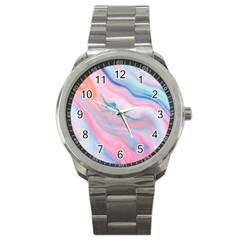 Colorful Marble Abstract Background Texture  Sport Metal Watch by Dushan