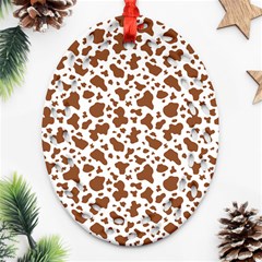 Animal Skin - Brown Cows Are Funny And Brown And White Ornament (oval Filigree) by DinzDas