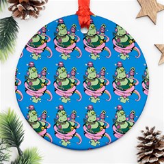 Monster And Cute Monsters Fight With Snake And Cyclops Ornament (round) by DinzDas