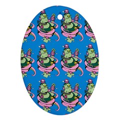 Monster And Cute Monsters Fight With Snake And Cyclops Oval Ornament (two Sides) by DinzDas