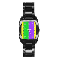 New Orleans Carnival Colors Mardi Gras Stainless Steel Barrel Watch by yoursparklingshop