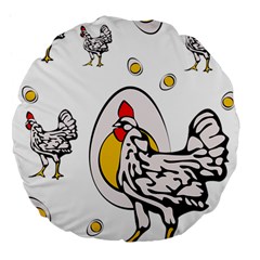 Roseanne Chicken, Retro Chickens Large 18  Premium Flano Round Cushions by EvgeniaEsenina