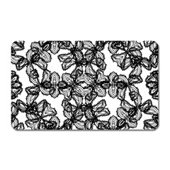 Stylized Botanical Motif Black And White Print Magnet (rectangular) by dflcprintsclothing