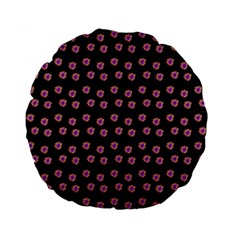 Peach Purple Daisy Flower Black Standard 15  Premium Round Cushions by snowwhitegirl