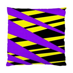 Abstract Triangles, Three Color Dotted Pattern, Purple, Yellow, Black In Saturated Colors Standard Cushion Case (two Sides) by Casemiro