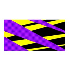 Abstract Triangles, Three Color Dotted Pattern, Purple, Yellow, Black In Saturated Colors Satin Wrap by Casemiro