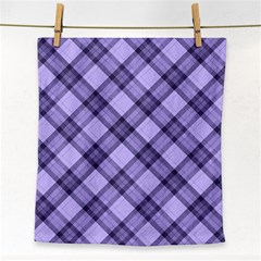 Pastel Purple And Steel Black Lines Pattern, Retro Tartan, Classic Plaid Face Towel by Casemiro