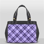 Pastel purple and steel black lines pattern, retro tartan, classic plaid Oversize Office Handbag Front