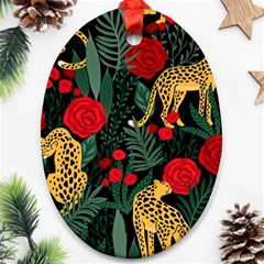 Seamless-pattern-with-leopards-and-roses-vector Ornament (oval) by Sobalvarro