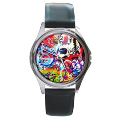 Crazy Grafitti Round Metal Watch by essentialimage