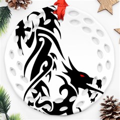 Black Dragon Animal Round Filigree Ornament (two Sides)