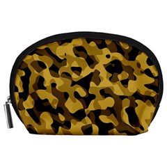 Black Yellow Brown Camouflage Pattern Accessory Pouch (large) by SpinnyChairDesigns