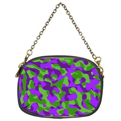 Purple And Green Camouflage Chain Purse (one Side) by SpinnyChairDesigns