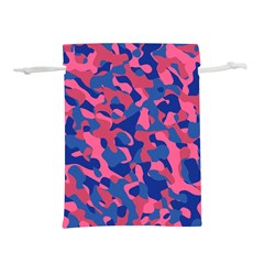 Blue And Pink Camouflage Pattern Lightweight Drawstring Pouch (l) by SpinnyChairDesigns