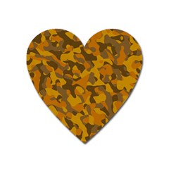 Brown And Orange Camouflage Heart Magnet by SpinnyChairDesigns