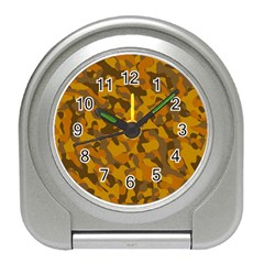 Brown And Orange Camouflage Travel Alarm Clock by SpinnyChairDesigns