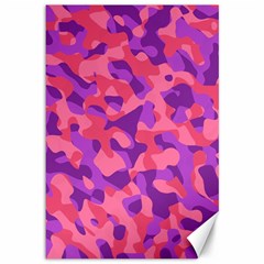 Pink And Purple Camouflage Canvas 12  X 18  by SpinnyChairDesigns