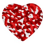 Red and White Camouflage Pattern Ornament (Heart) Front