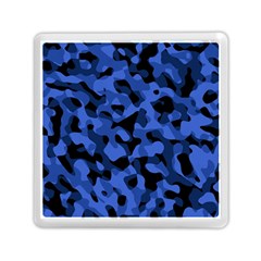 Black And Blue Camouflage Pattern Memory Card Reader (square) by SpinnyChairDesigns