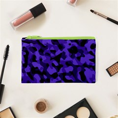 Purple Black Camouflage Pattern Cosmetic Bag (xs) by SpinnyChairDesigns