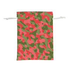 Pink And Green Camouflage Pattern Lightweight Drawstring Pouch (l) by SpinnyChairDesigns