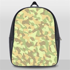 Light Green Brown Yellow Camouflage Pattern School Bag (large) by SpinnyChairDesigns