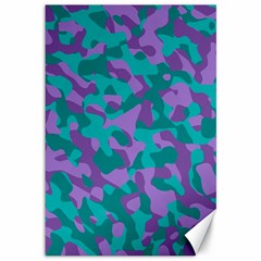 Purple And Teal Camouflage Pattern Canvas 12  X 18  by SpinnyChairDesigns