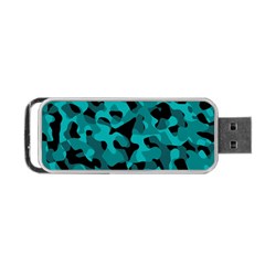 Black And Teal Camouflage Pattern Portable Usb Flash (two Sides) by SpinnyChairDesigns