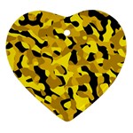 Black and Yellow Camouflage Pattern Ornament (Heart) Front