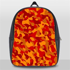 Red And Orange Camouflage Pattern School Bag (large) by SpinnyChairDesigns