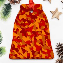 Red And Orange Camouflage Pattern Ornament (bell) by SpinnyChairDesigns