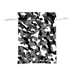 Black And White Camouflage Pattern Lightweight Drawstring Pouch (l) by SpinnyChairDesigns