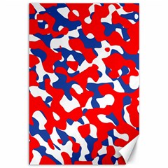 Red White Blue Camouflage Pattern Canvas 12  X 18  by SpinnyChairDesigns